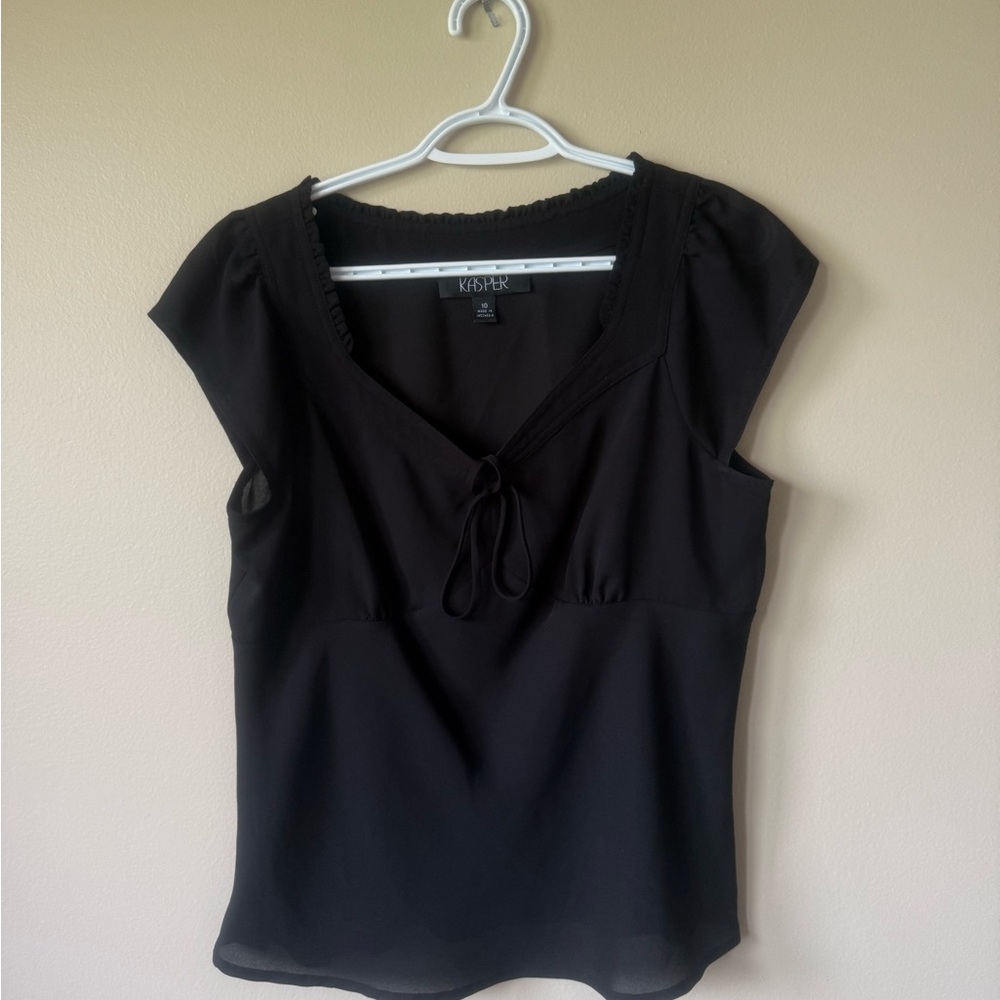 Vintage Y2K Black Cap Sleeve Tie-Neck Women's Top